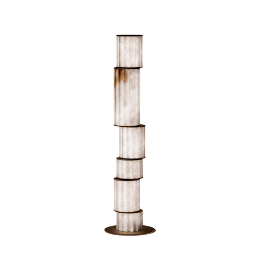 Apadana Alabaster Floor Lamp – Sleek Metal & Natural Alabaster Column Floor Light