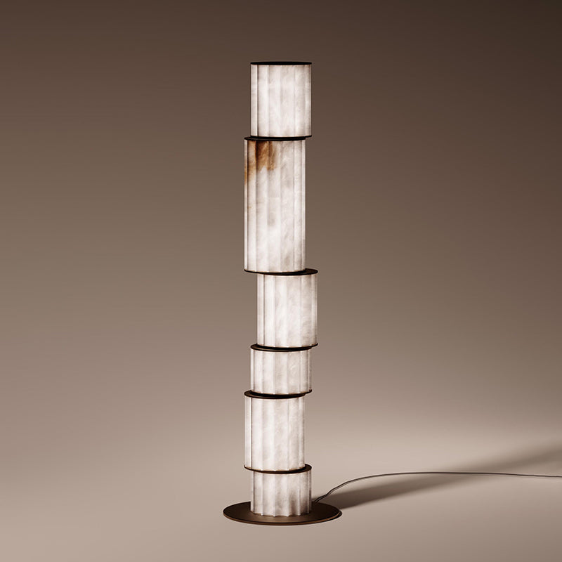 Apadana Alabaster Floor Lamp – Sleek Metal & Natural Alabaster Column Floor Light