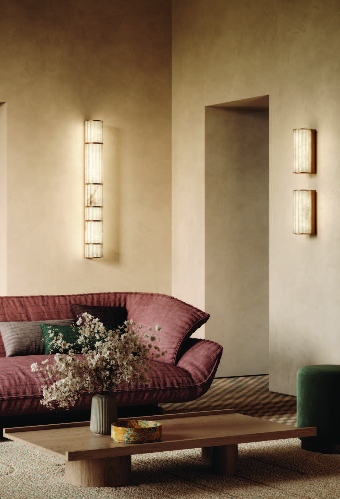 Apadana Alabaster Wall Lamp – Persian Architectural Column Wall Sconce