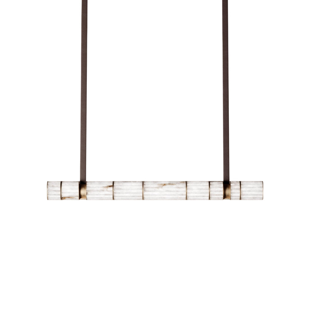 Apadana Chandelier – Italian Crafted Metal, Alabaster & Leather Linear Chandelier