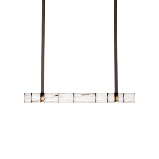 Apadana Chandelier – Italian Crafted Metal, Alabaster & Leather Linear Chandelier