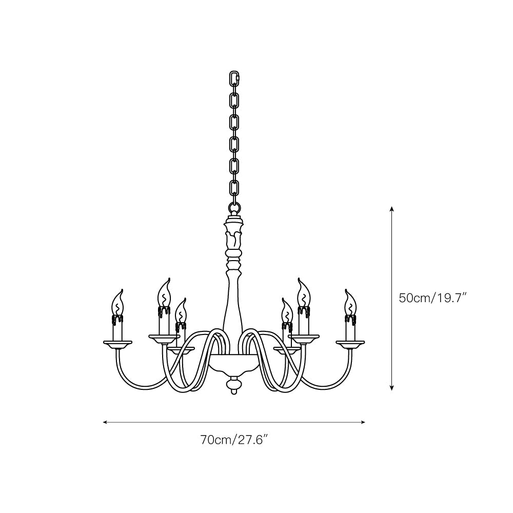 Apalachicola Chandelier – French Country Rustic Hand-Carved Wood & Iron Chandelier