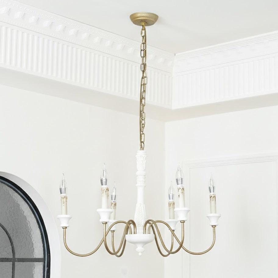 Apalachicola Chandelier – French Country Rustic Hand-Carved Wood & Iron Chandelier