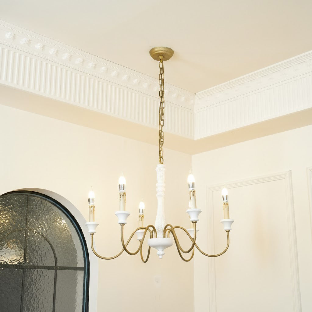Apalachicola Chandelier – French Country Rustic Hand-Carved Wood & Iron Chandelier