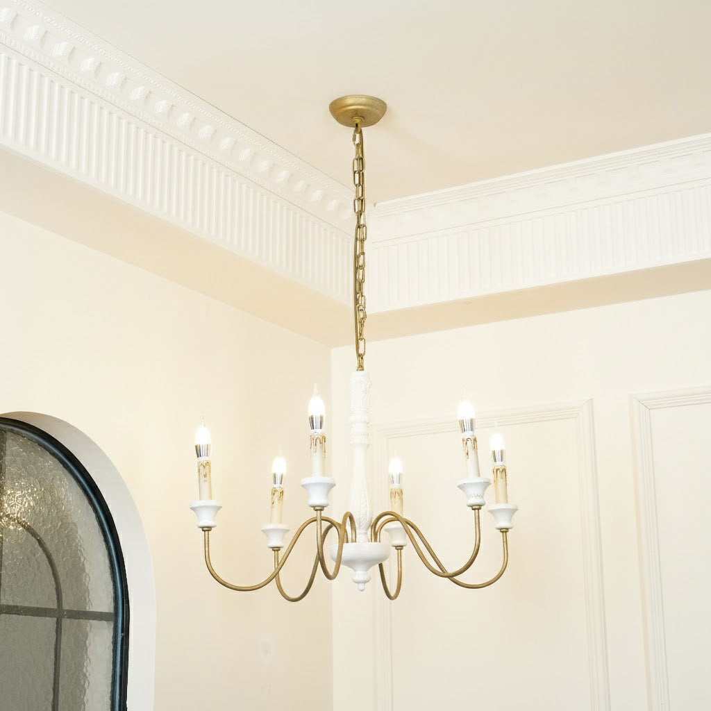 Apalachicola Chandelier – French Country Rustic Hand-Carved Wood & Iron Chandelier