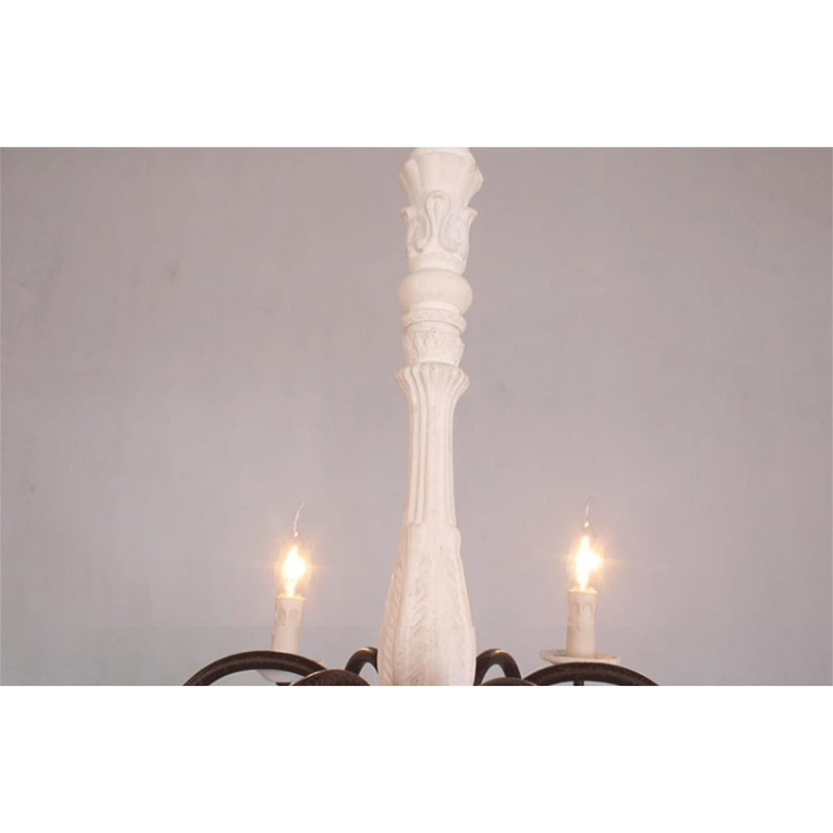 Apalachicola Chandelier – French Country Rustic Hand-Carved Wood & Iron Chandelier