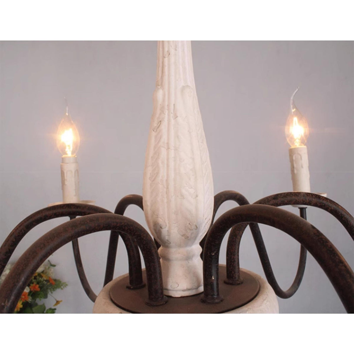 Apalachicola Chandelier – French Country Rustic Hand-Carved Wood & Iron Chandelier