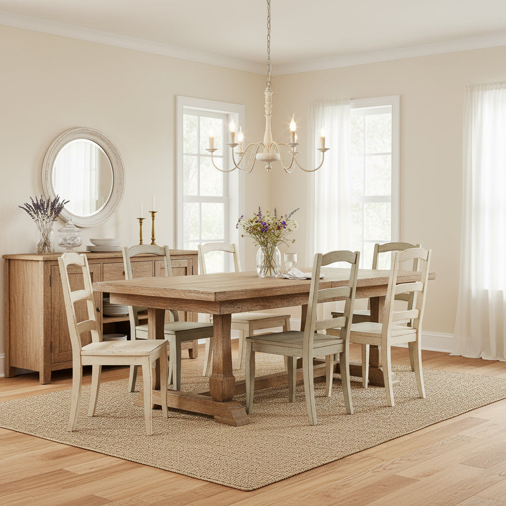 Apalachicola Chandelier – French Country Rustic Hand-Carved Wood & Iron Chandelier