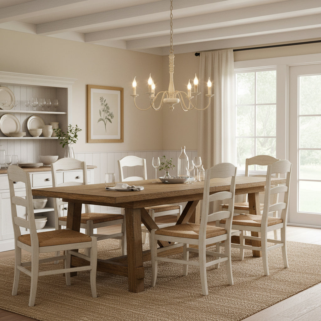Apalachicola Chandelier – French Country Rustic Hand-Carved Wood & Iron Chandelier