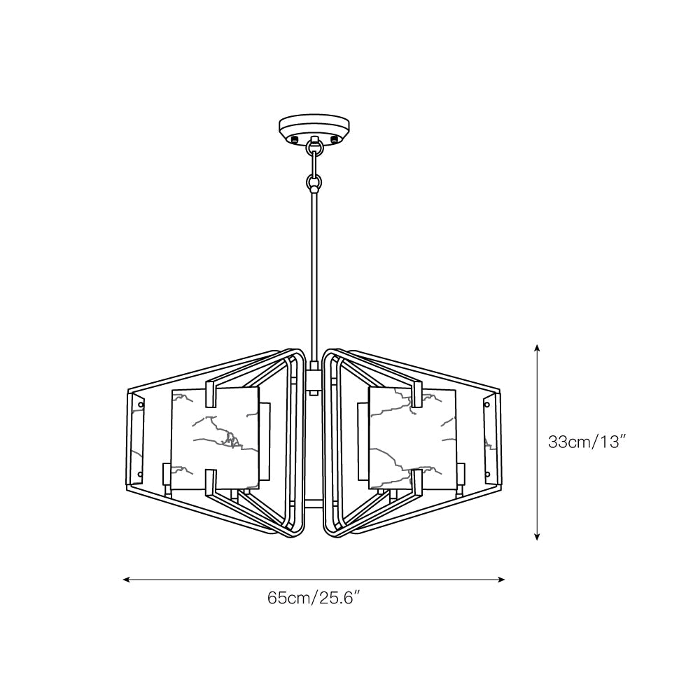 Appareil Alabaster Chandelier – Brass & Squared Alabaster Panel Chandelier