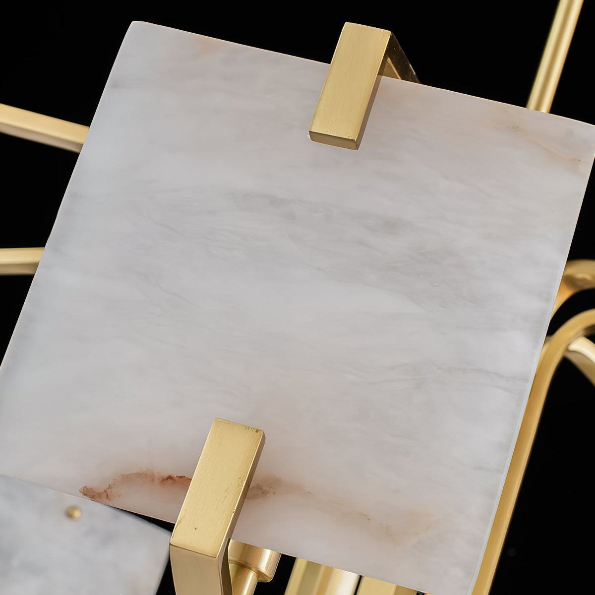Appareil Alabaster Chandelier – Brass & Squared Alabaster Panel Chandelier