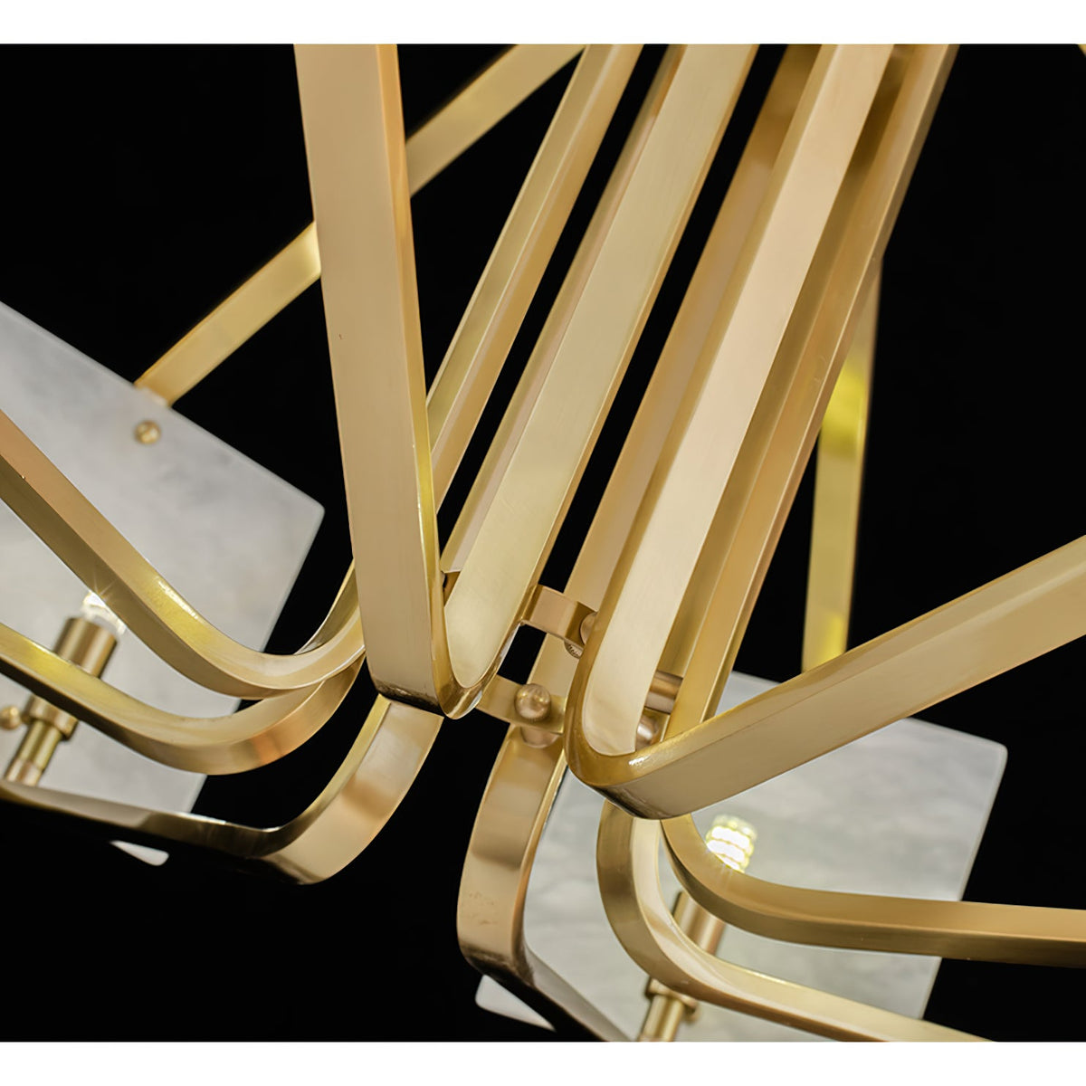 Appareil Alabaster Chandelier – Brass & Squared Alabaster Panel Chandelier