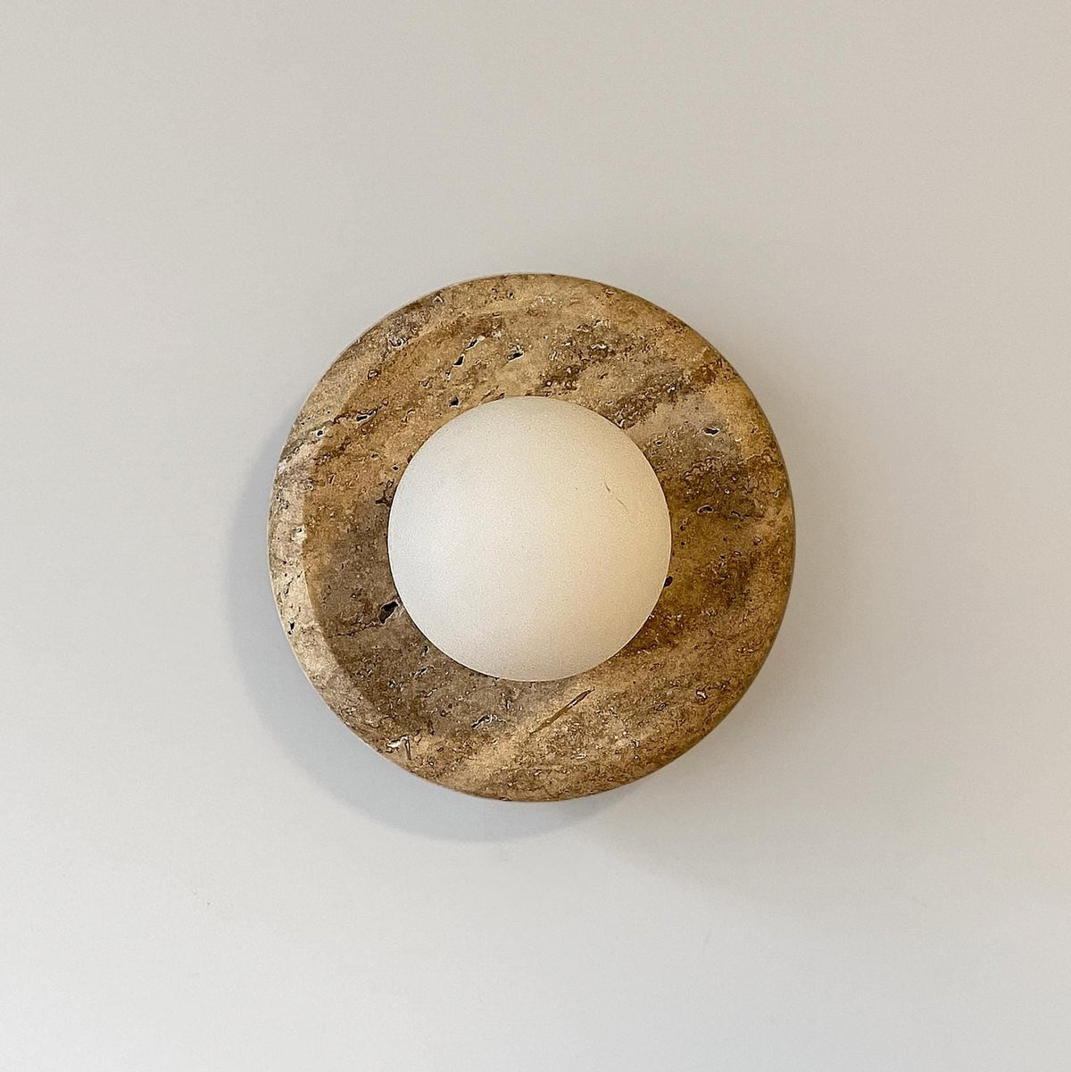 Apricity Travertine Wall Lamp – Natural Travertine Stone & Glass Wall Sconce