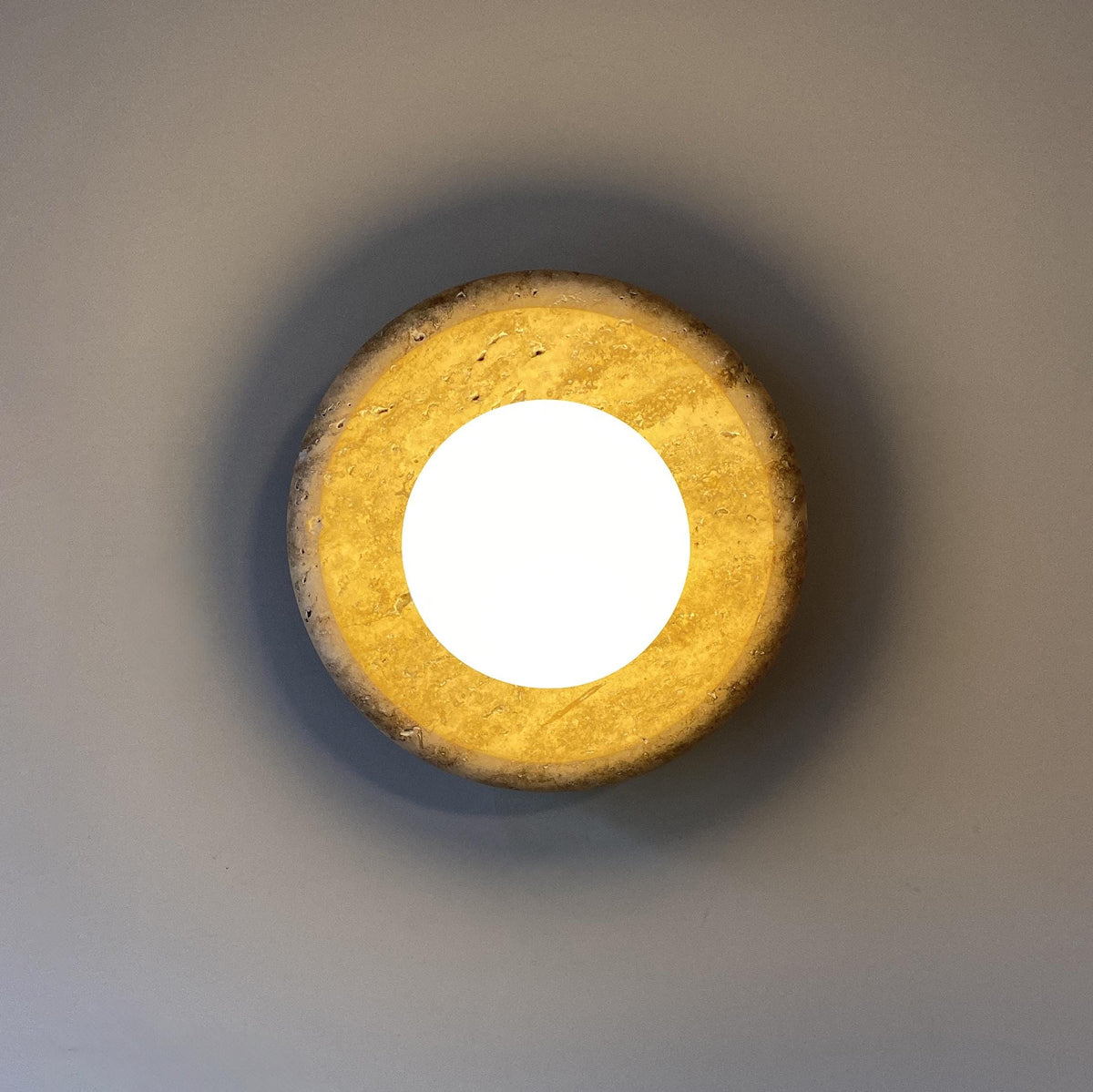 Apricity Travertine Wall Lamp – Natural Travertine Stone & Glass Wall Sconce