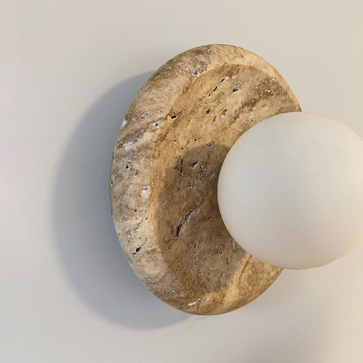 Apricity Travertine Wall Lamp – Natural Travertine Stone & Glass Wall Sconce