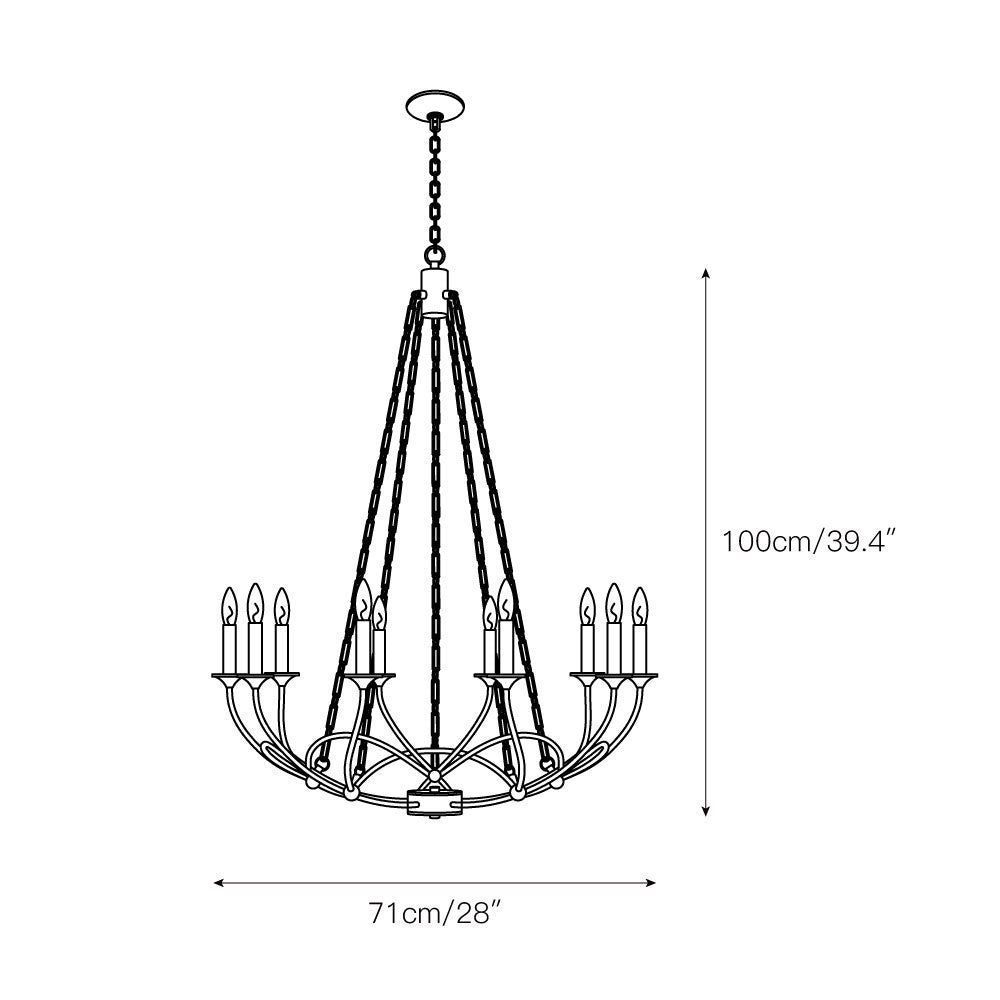 Arabella Chandelier – Theatrical Matte Black Ribbon Iron & Candelabra Chandelie