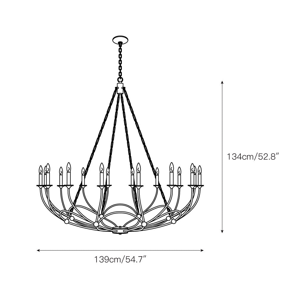 Arabella Chandelier – Theatrical Matte Black Ribbon Iron & Candelabra Chandelie