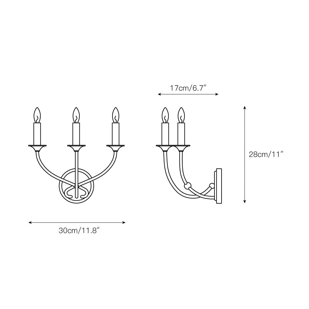 Arabella Wall Lamp – Matte Black Ribbon Iron & Candelabra Wall Sconce