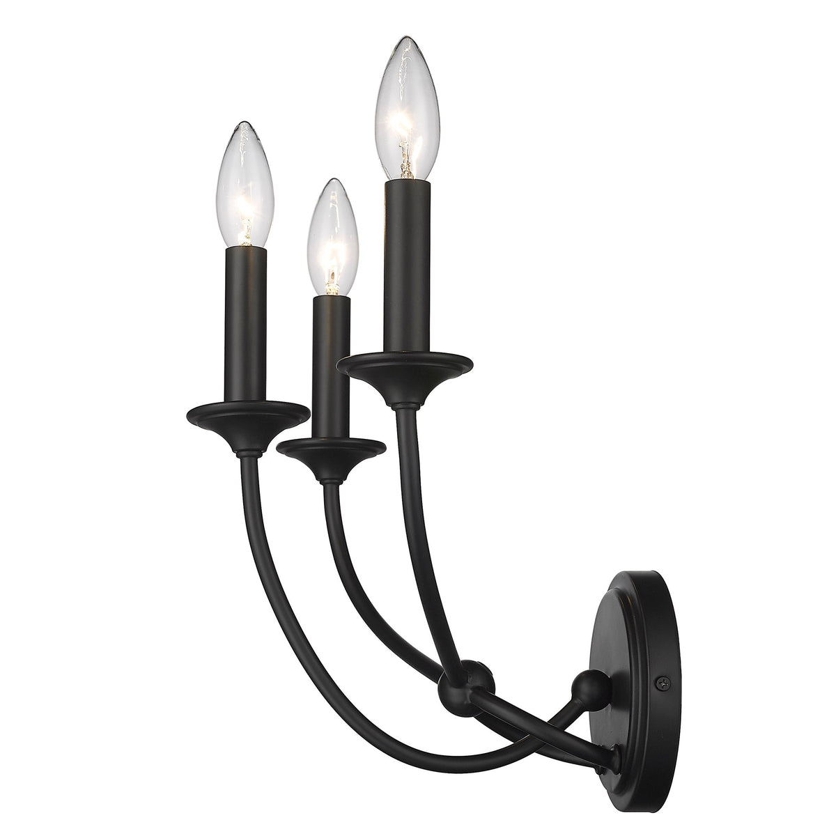 Arabella Wall Lamp – Matte Black Ribbon Iron & Candelabra Wall Sconce