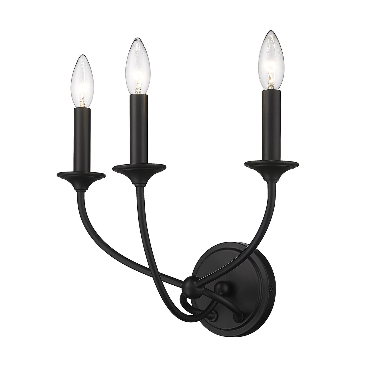 Arabella Wall Lamp – Matte Black Ribbon Iron & Candelabra Wall Sconce