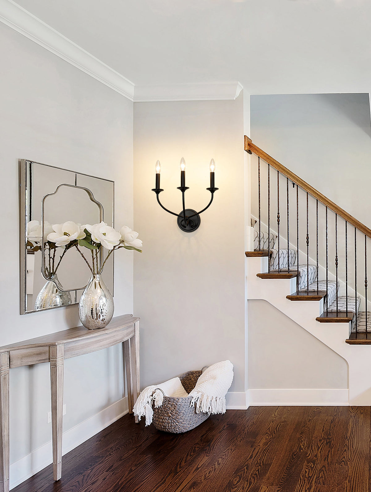 Arabella Wall Lamp – Matte Black Ribbon Iron & Candelabra Wall Sconce