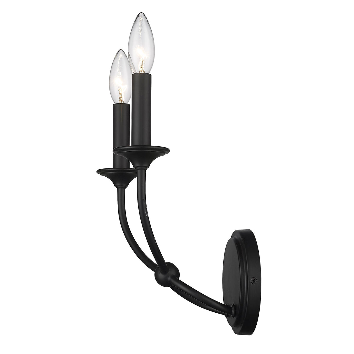 Arabella Wall Lamp – Matte Black Ribbon Iron & Candelabra Wall Sconce