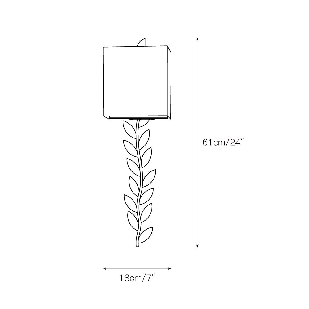 Arbor Grove Wall Lamp – Warm Brass Leaf & White Linen Wall Sconce