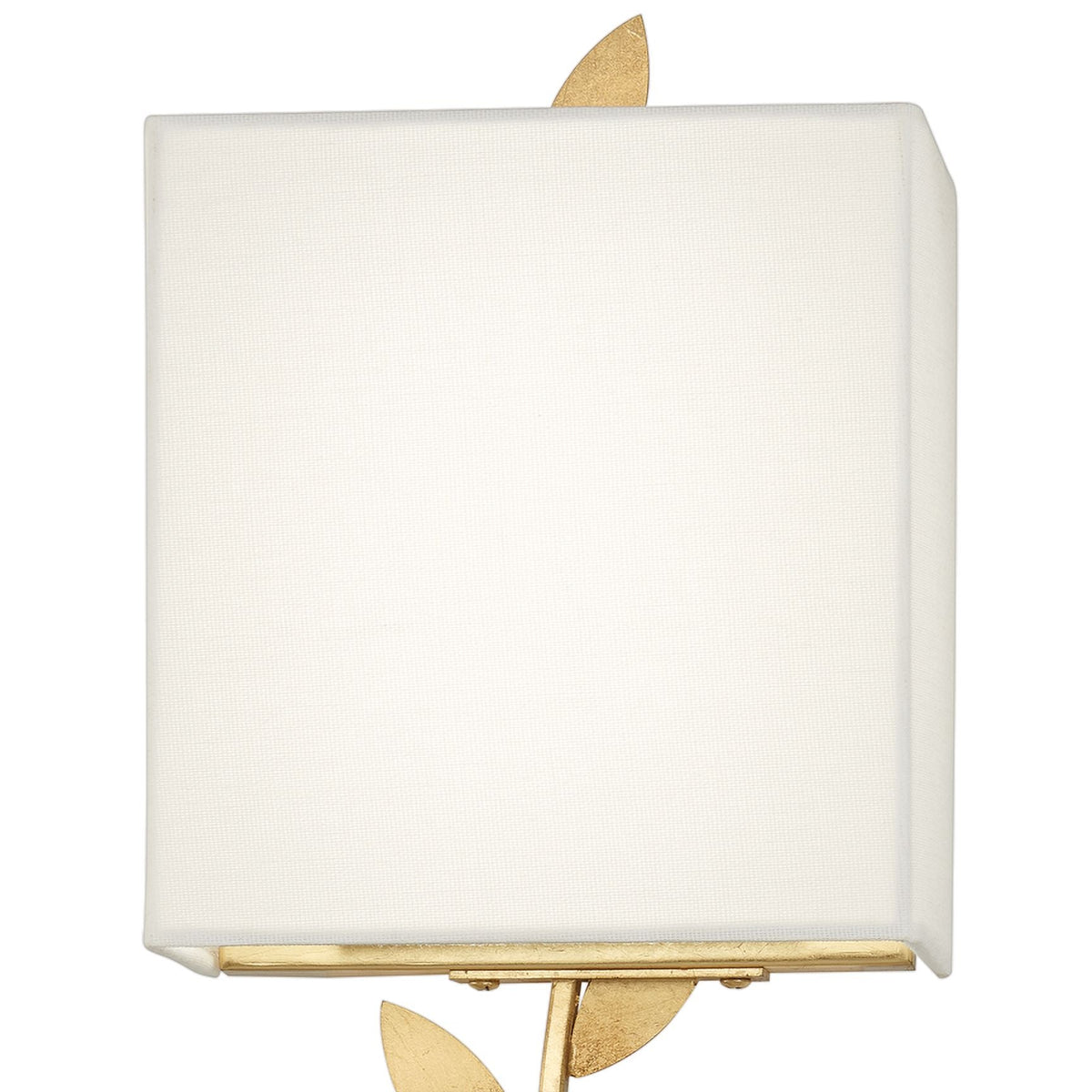 Arbor Grove Wall Lamp – Warm Brass Leaf & White Linen Wall Sconce