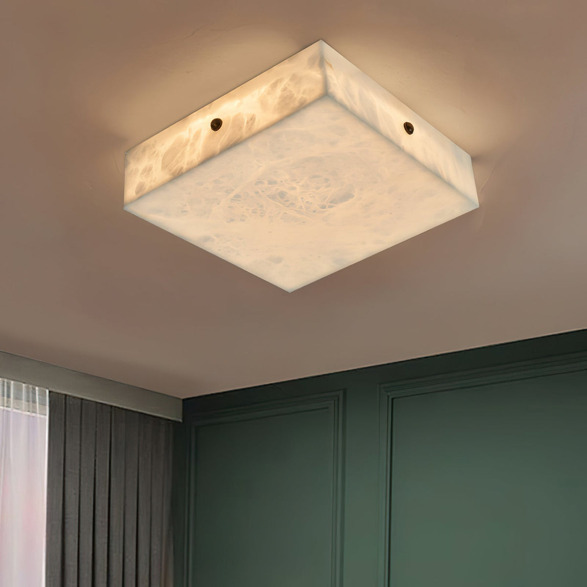 Arca Alabaster Flushmount Ceiling Light – Natural Gypsum Snowflake Flushmount Ligh