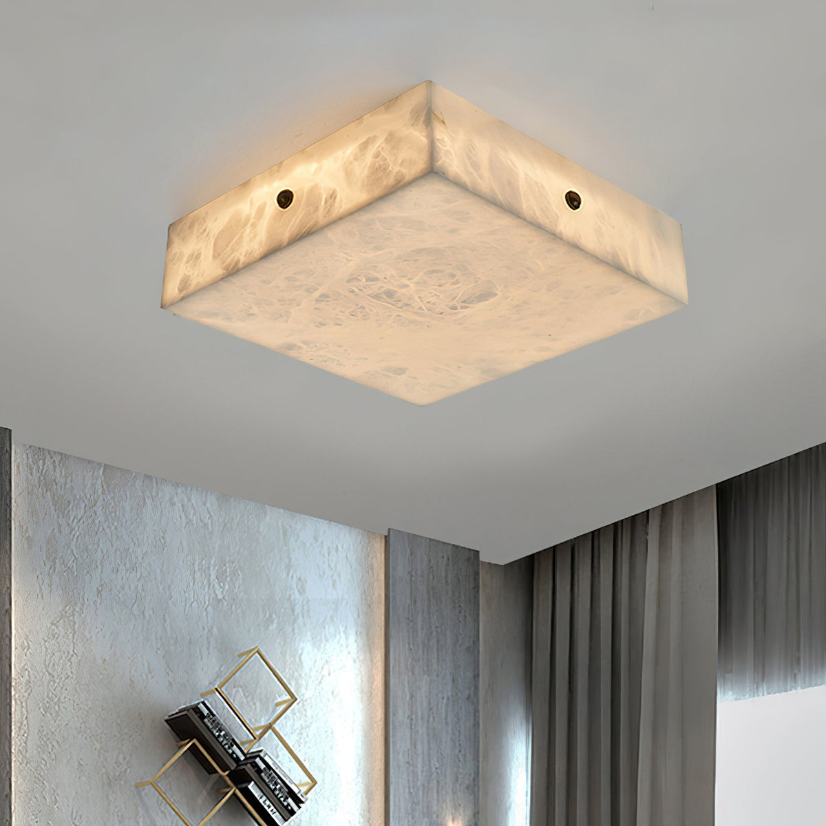 Arca Alabaster Flushmount Ceiling Light – Natural Gypsum Snowflake Flushmount Ligh