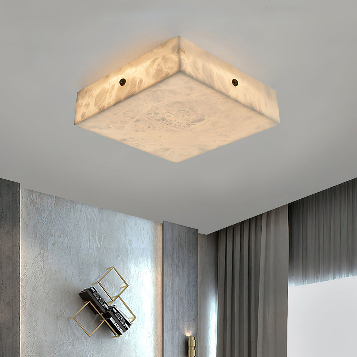 Arca Alabaster Flushmount Ceiling Light – Natural Gypsum Snowflake Flushmount Ligh