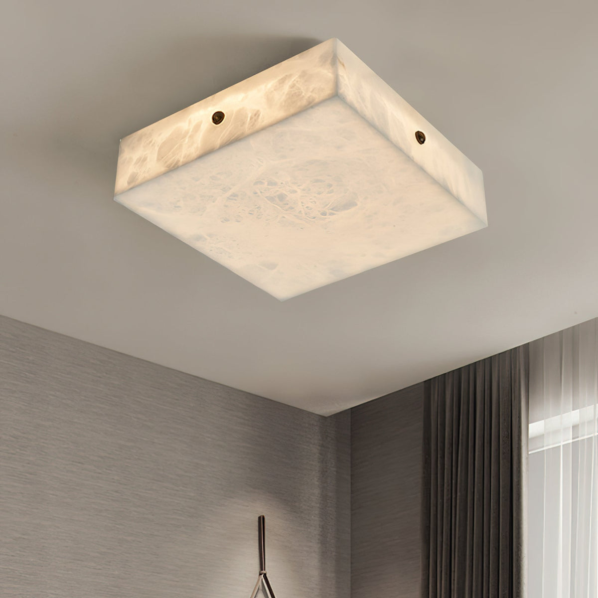 Arca Alabaster Flushmount Ceiling Light – Natural Gypsum Snowflake Flushmount Ligh