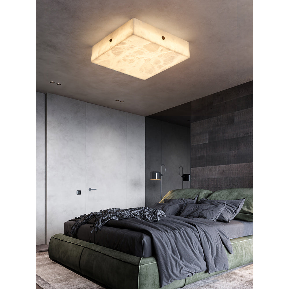 Arca Alabaster Flushmount Ceiling Light – Natural Gypsum Snowflake Flushmount Ligh