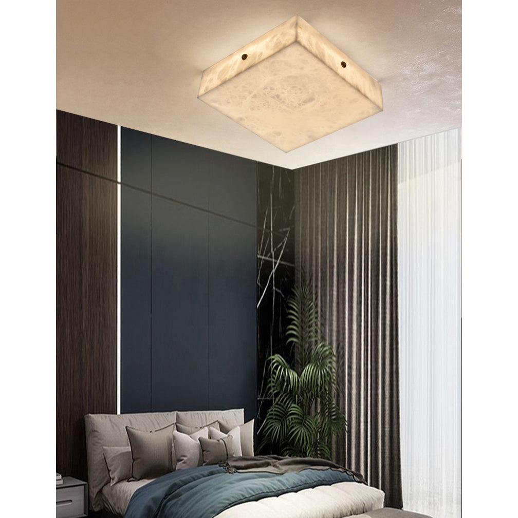 Arca Alabaster Flushmount Ceiling Light – Natural Gypsum Snowflake Flushmount Ligh