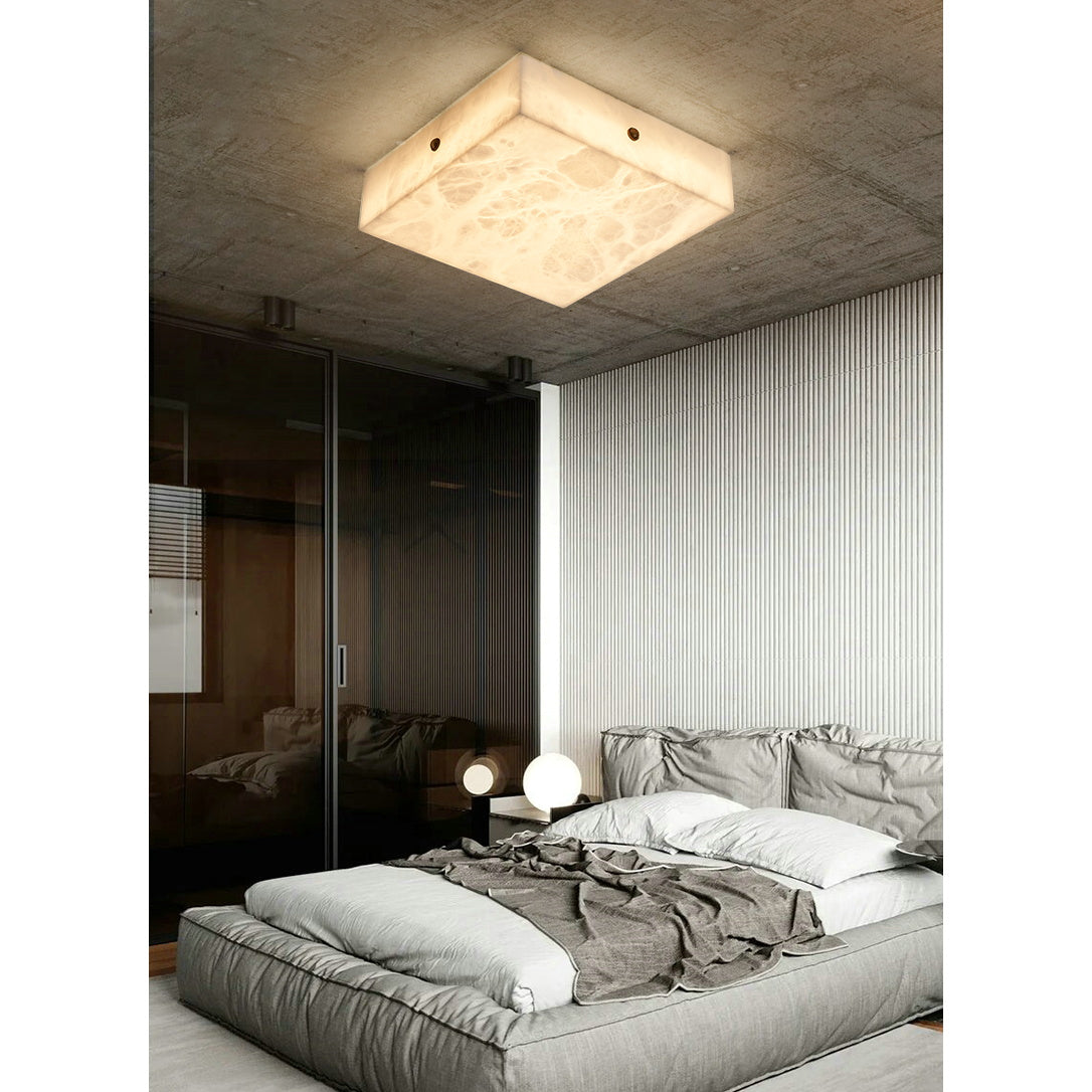 Arca Alabaster Flushmount Ceiling Light – Natural Gypsum Snowflake Flushmount Ligh