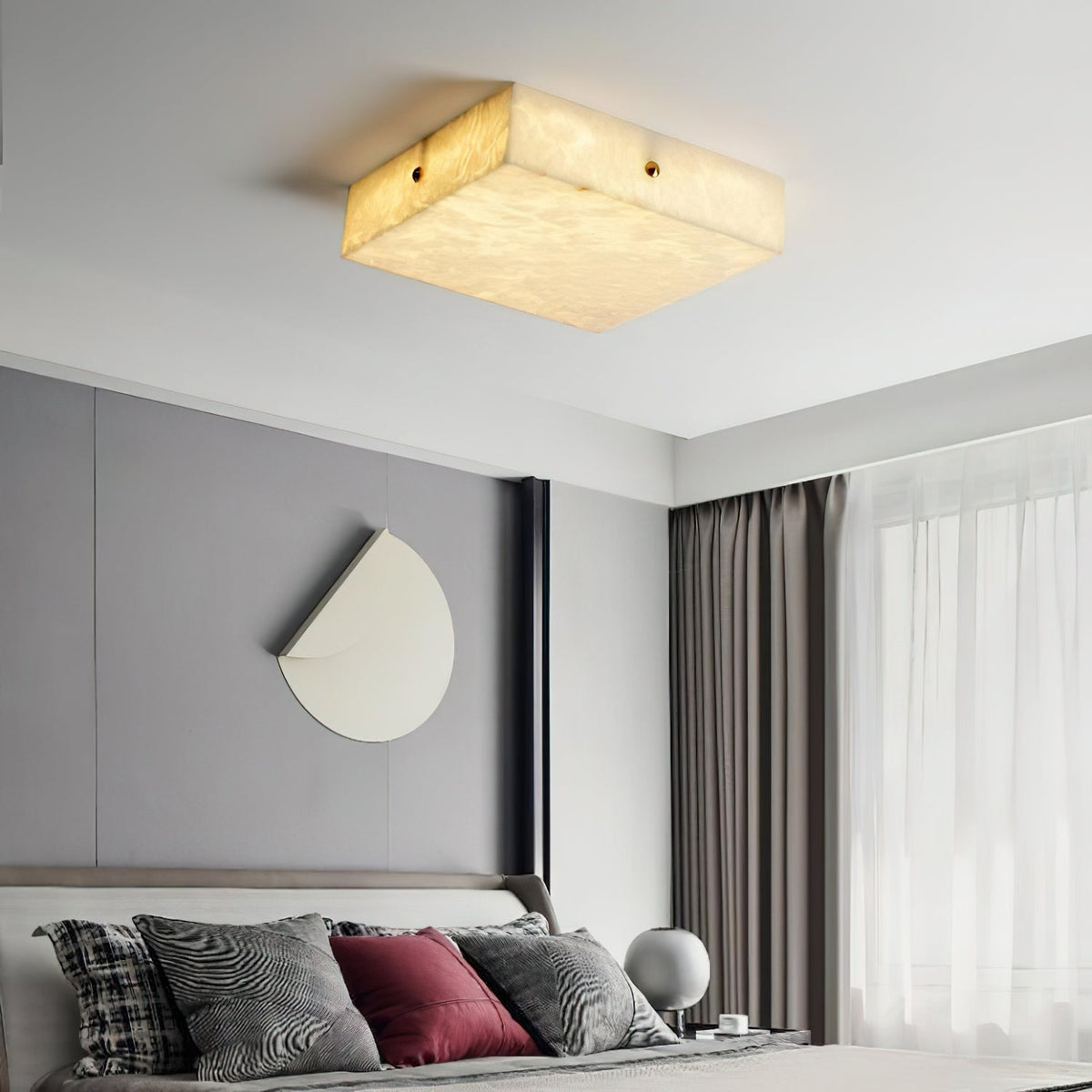Arca Alabaster Flushmount Ceiling Light – Natural Gypsum Snowflake Flushmount Ligh