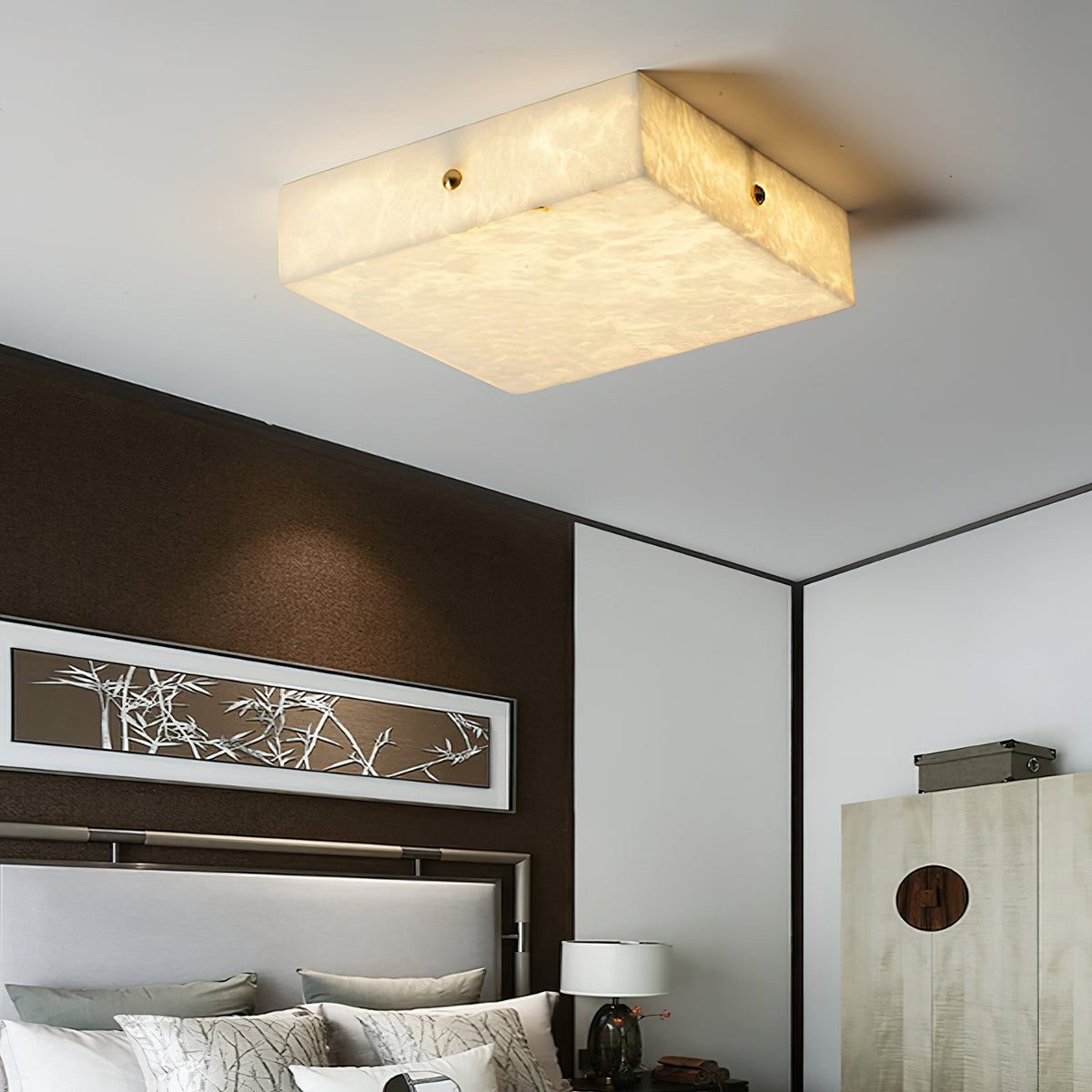 Arca Alabaster Flushmount Ceiling Light – Natural Gypsum Snowflake Flushmount Ligh