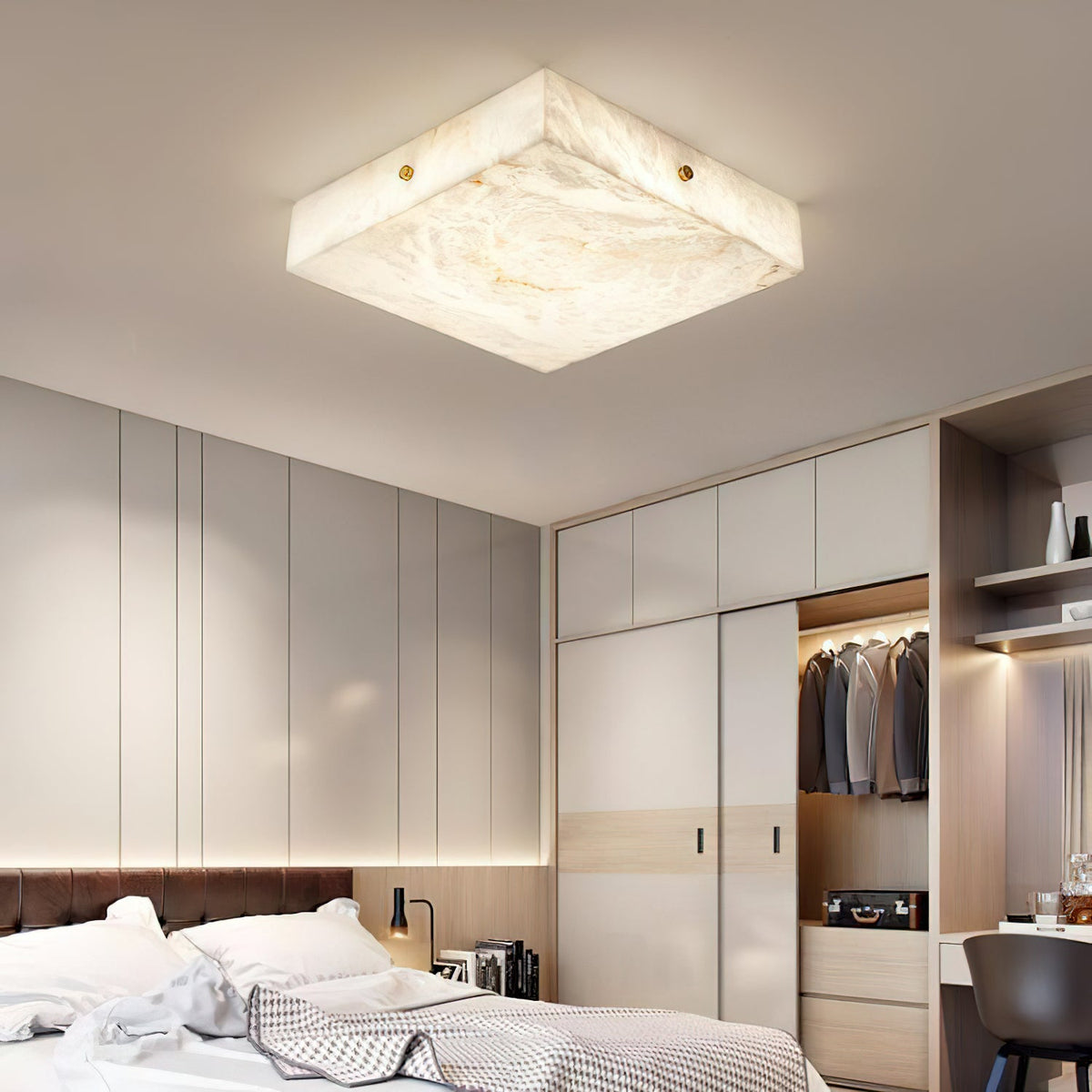 Arca Alabaster Flushmount Ceiling Light – Natural Gypsum Snowflake Flushmount Ligh