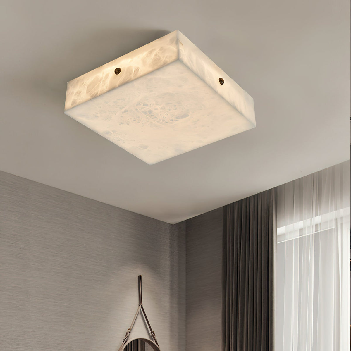 Arca Alabaster Flushmount Ceiling Light – Natural Gypsum Snowflake Flushmount Ligh