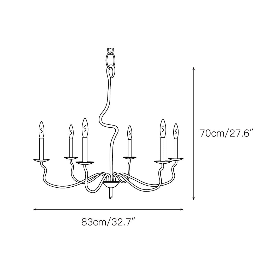Ardi Chandelier – Sinuous Forged Iron Style Black Oxide Chandelier