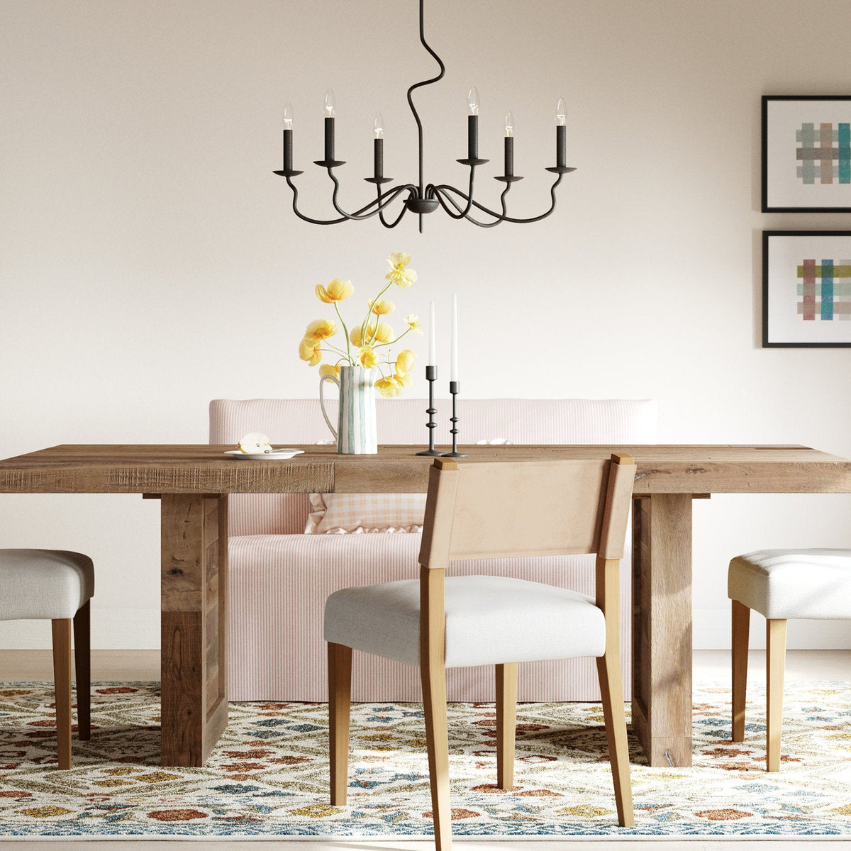 Ardi Chandelier – Sinuous Forged Iron Style Black Oxide Chandelier