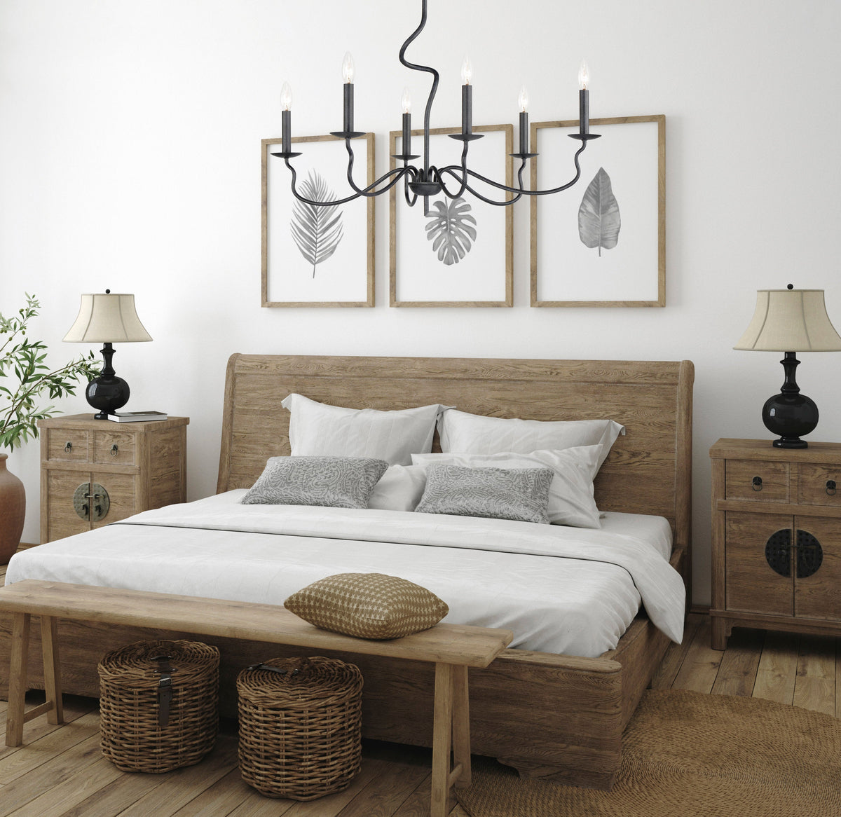 Ardi Chandelier – Sinuous Forged Iron Style Black Oxide Chandelier