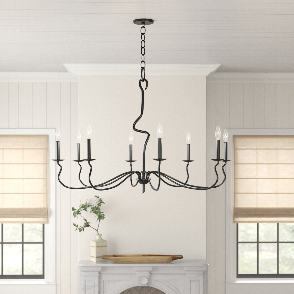 Ardi Chandelier – Sinuous Forged Iron Style Black Oxide Chandelier