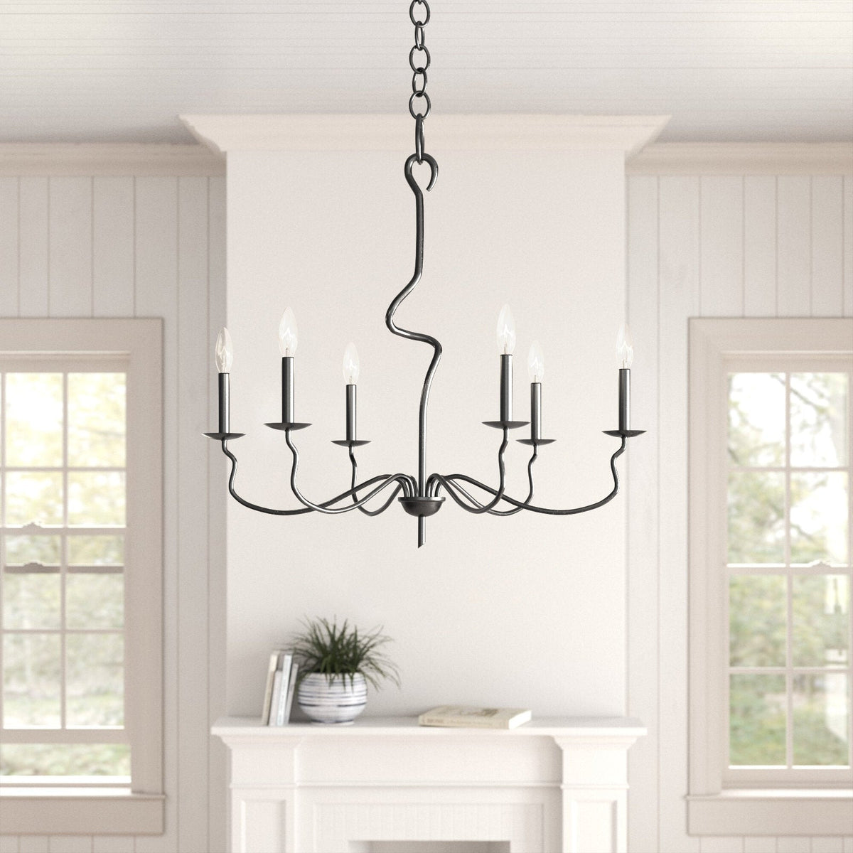 Ardi Chandelier – Sinuous Forged Iron Style Black Oxide Chandelier