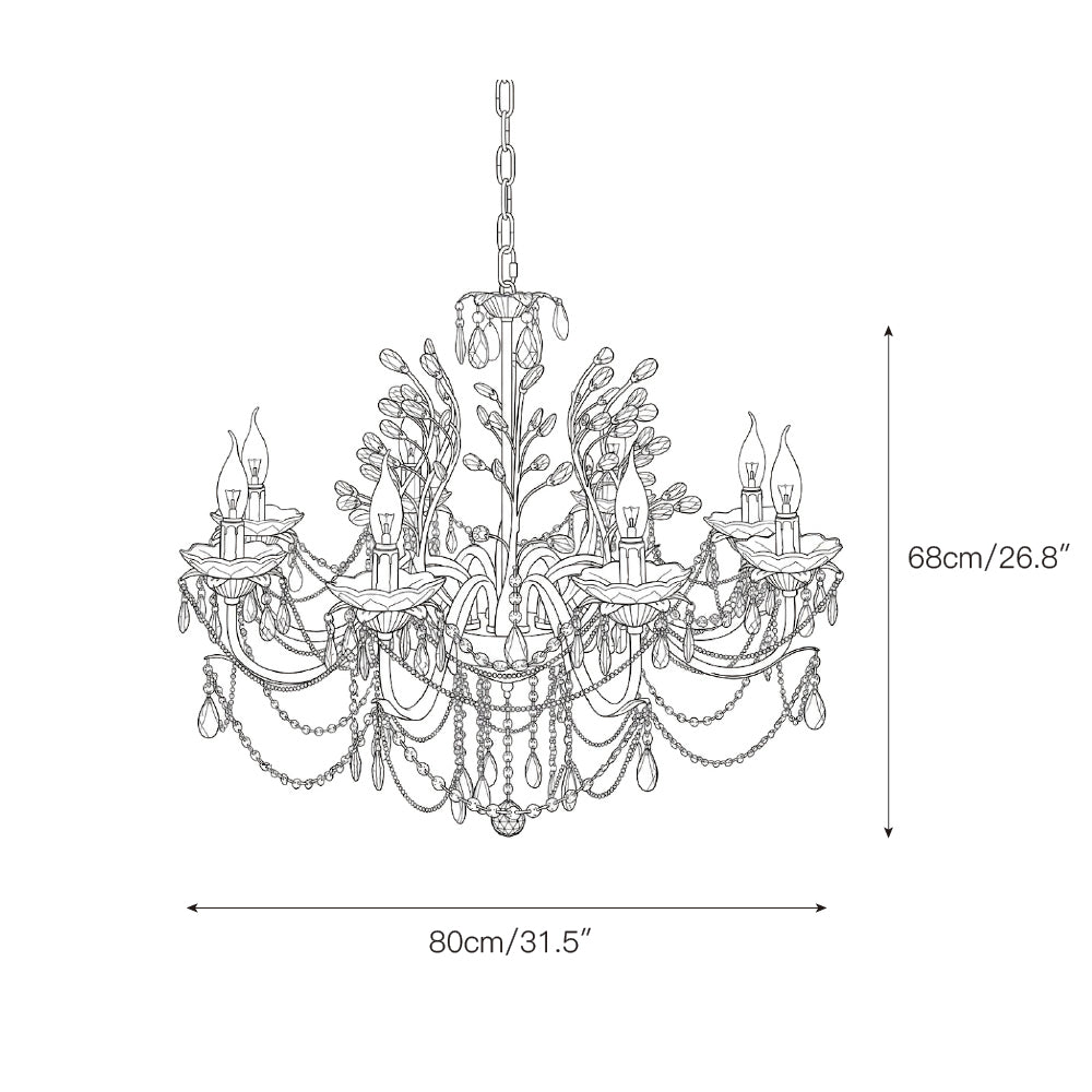 Ariae Crystal Chandelier | Luxury French Country Branch & Leaf Pendant