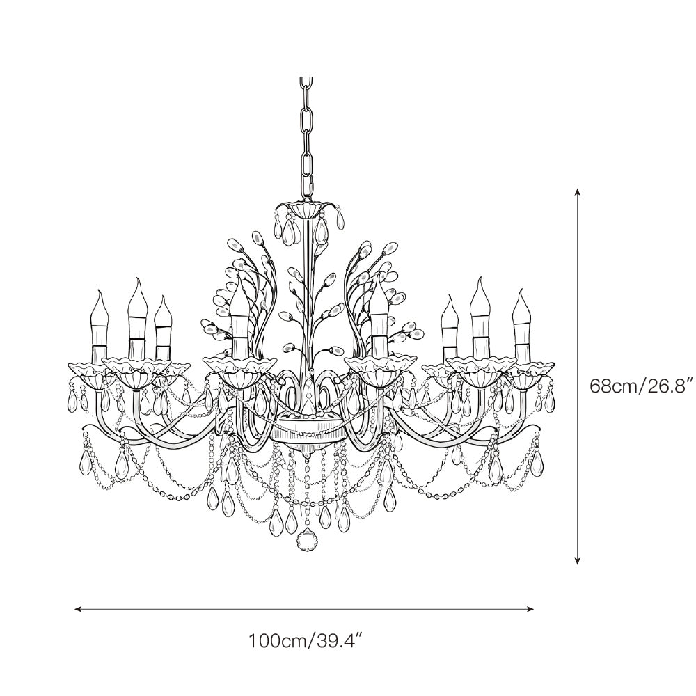 Ariae Crystal Chandelier | Luxury French Country Branch & Leaf Pendant