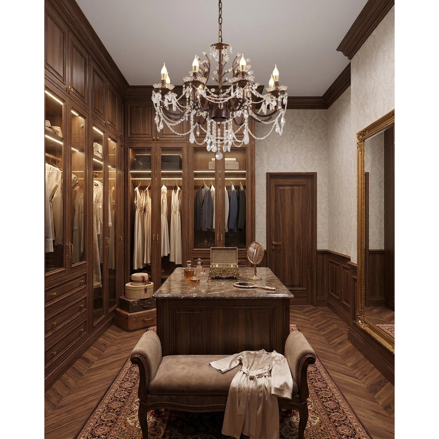 Ariae Crystal Chandelier | Luxury French Country Branch & Leaf Pendant