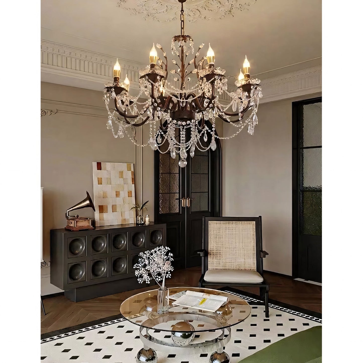 Ariae Crystal Chandelier | Luxury French Country Branch & Leaf Pendant