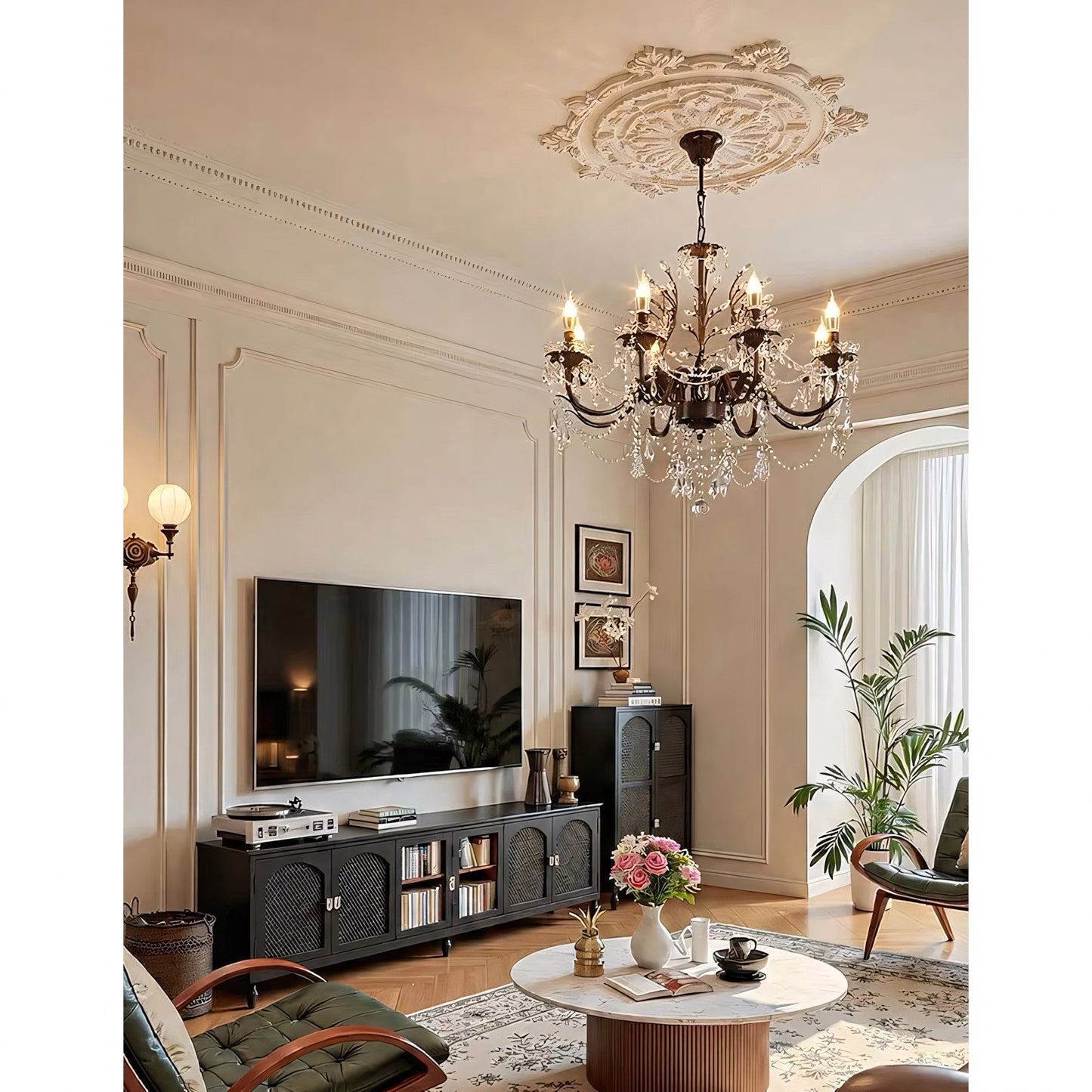 Ariae Crystal Chandelier | Luxury French Country Branch & Leaf Pendant
