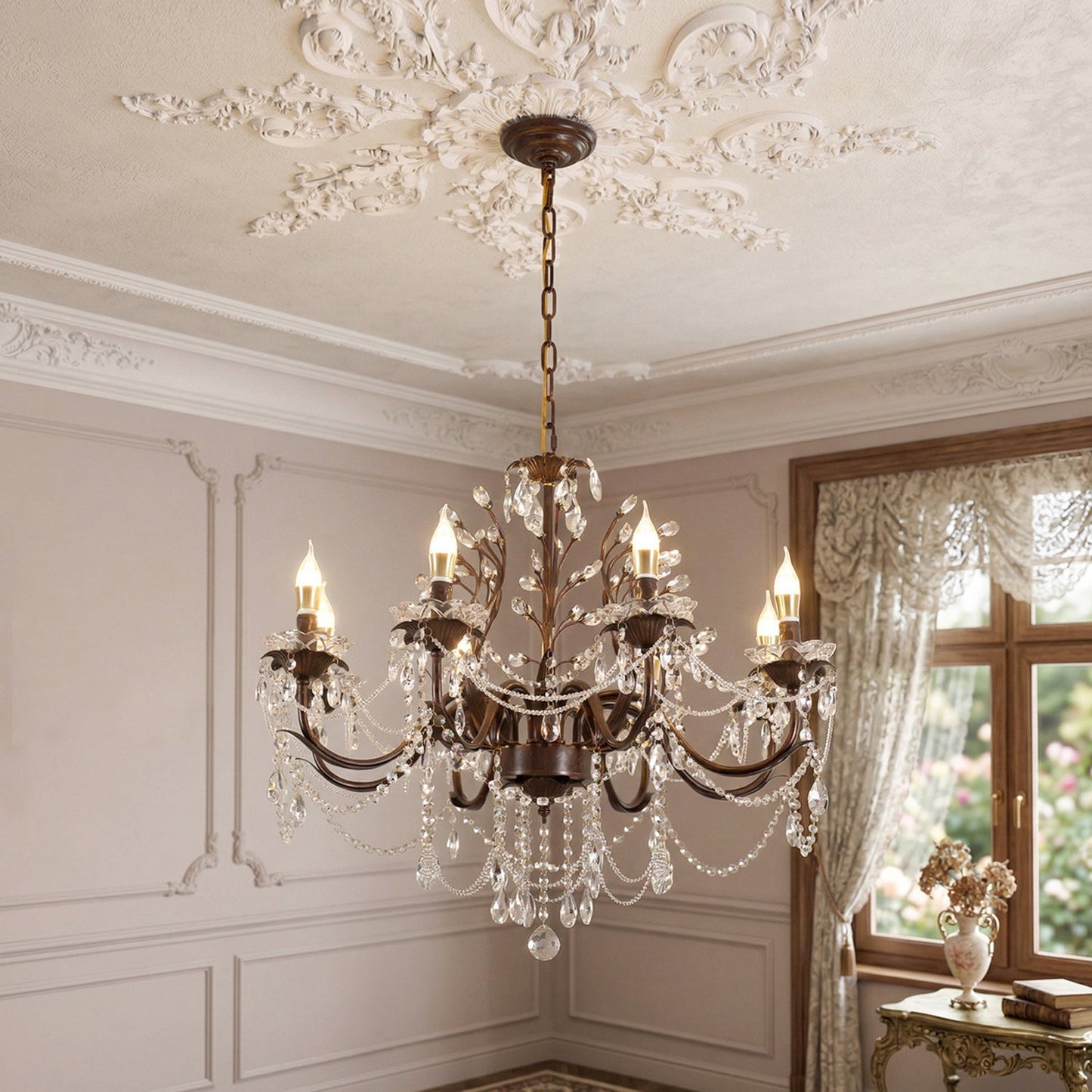 Ariae Crystal Chandelier | Luxury French Country Branch & Leaf Pendant